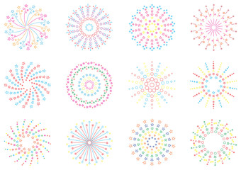 firework line icon set