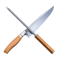 Knife with sharpener, 3D rendering