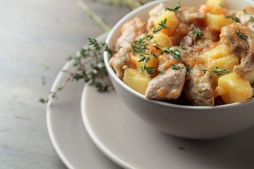  Irish stew sprinkled with green thyme.