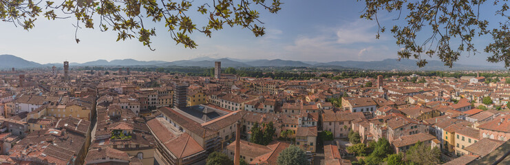 Fototapeta na wymiar Panoramic view of architecture and buildings of Lucca, Tuscany, Italy