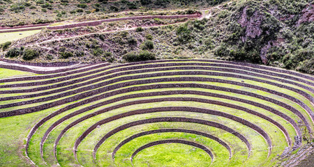 Moray the Inca agricultural fields archeological site northwest of Cusco, Peru.