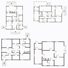 Architectural blueprint in top view background. Vector technical project background illustration