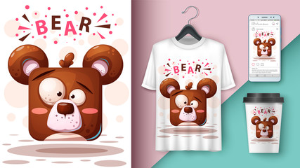 Cartoon bear - mockup for your idea.