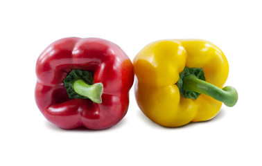 red and yellow pepper isolated on a white background