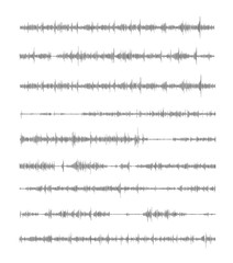 Fototapeta premium The sound wave of a linear form in the song or sound message, letter. Vector illustration on white background.