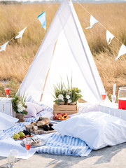 Summer camping scene.