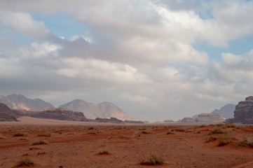 Wadi rum desert landscape in Jordan.