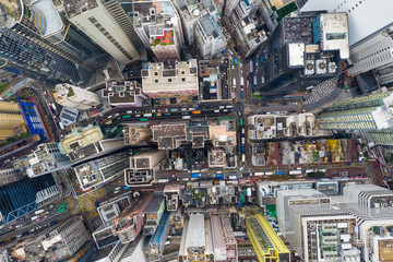 Fototapeta premium Top view of Hong Kong island district