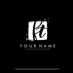 F T FT initial square logo template vector