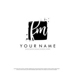 F M FM initial square logo template vector