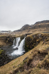 Kirkjufellsfoss - waterfall in the mountains
