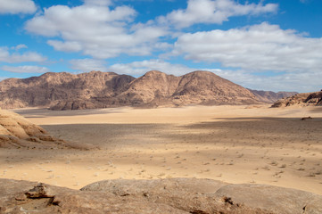 Wadi rum desert landscape in Jordan.