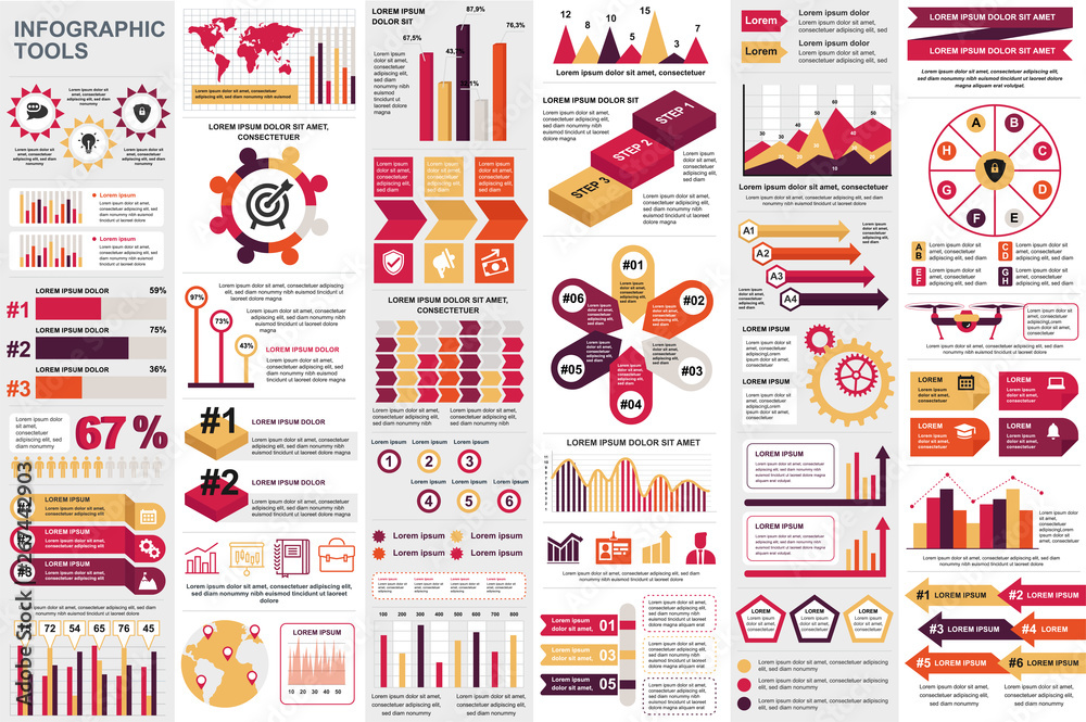Fototapete infographic elements data visualization vector design template. can be used for steps, options, busi
