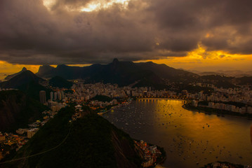 Rio de Janeiro, Brazil: Beautiful scenery at sunset on top of the sea and Islands