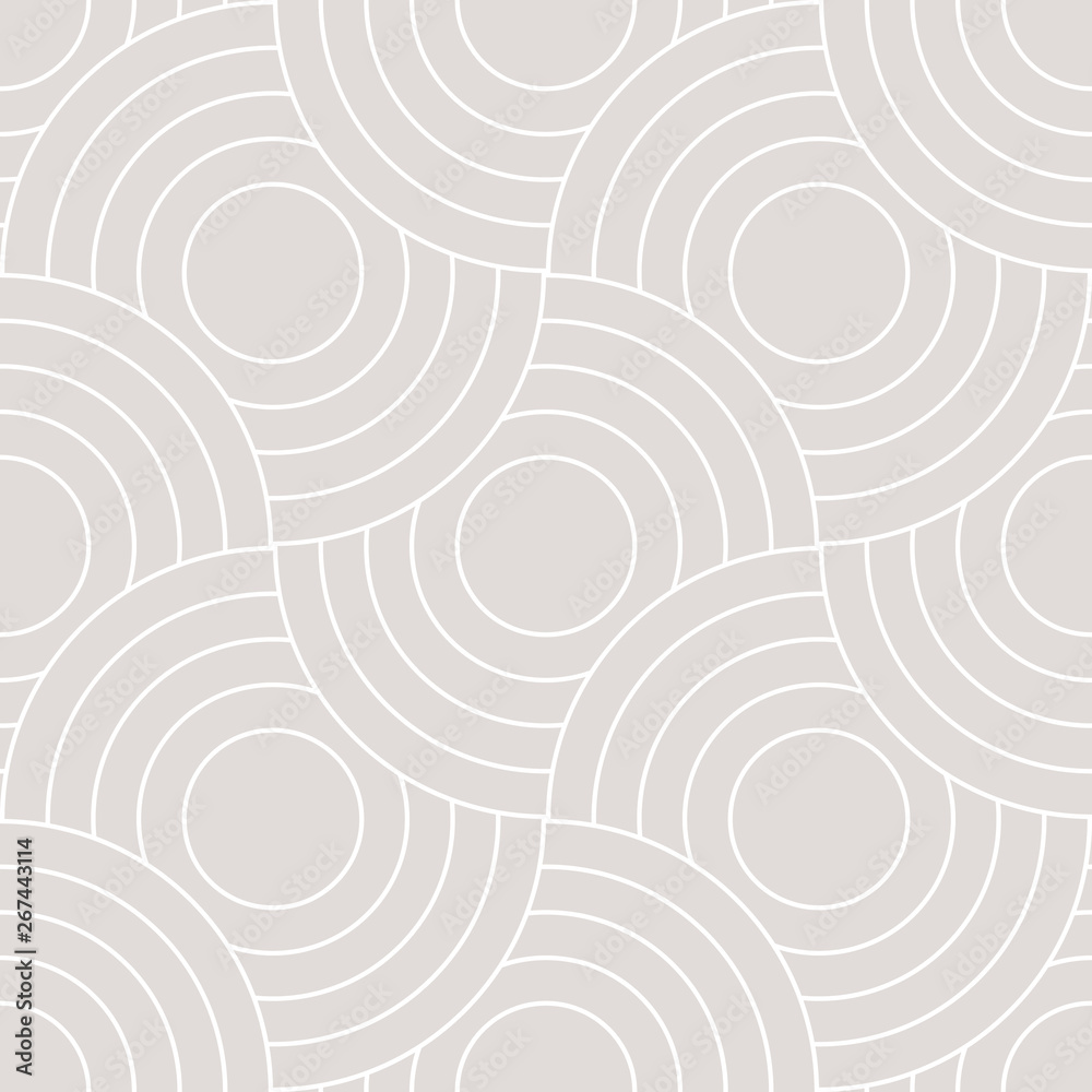 Poster Abstract retro pattern of geometric shapes. Neutral  mosaic backdrop. Geometric wave of circles  background, vector