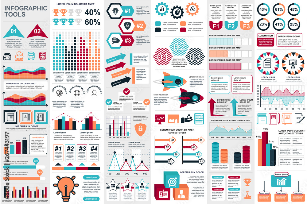 Fototapete infographic elements data visualization vector design template. can be used for steps, options, busi