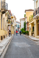 Fototapeta na wymiar Colorful street view in Plaka District of Athens