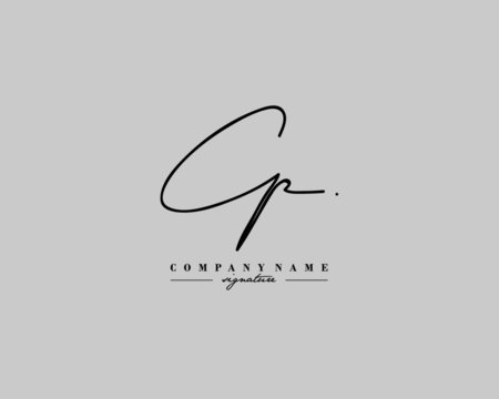C P CP Signature initial logo template vector