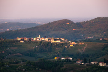 Early morning view to village Medana in Brda in Slovenia.