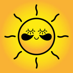 cartoon sun with eye patches. Vector illustration