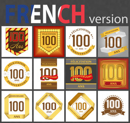 Fototapeta na wymiar French set of number 100 templates