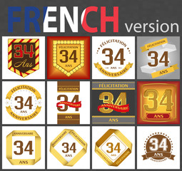 French set of number 34 templates