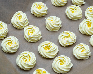 Ready lemon marshmallow on a baking sheet