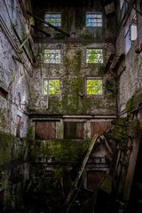 Inside a disused water mill