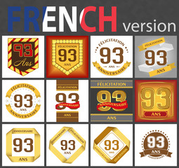 French set of number 93 templates