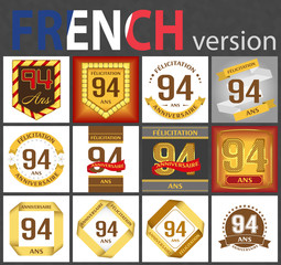 French set of number 94 templates