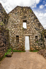 Naklejka premium Building structure in Incas city of Machu Picchu in Peru.