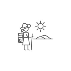 Hiking, adventure icon. Element of adventure icon. Thin line icon for website design and development, app development. Premium icon