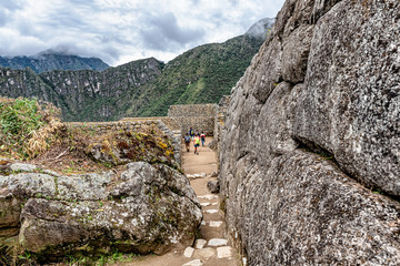 Buildings structure in Incas city of Machu Picchu in Peru.