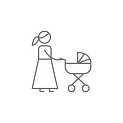 Mother, baby carriage icon. Element of family life icon. Thin line icon for website design and development, app development. Premium icon
