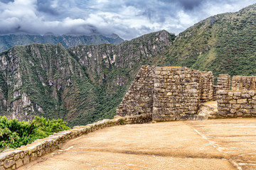 Buildings structure in Incas city of Machu Picchu in Peru.