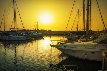 Fototapeta premium Evening Jaffa old port at sunset of the day. Tel Aviv Yafo Israel