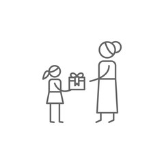 Present, mother, daughter icon. Element of family life icon. Thin line icon for website design and development, app development. Premium icon