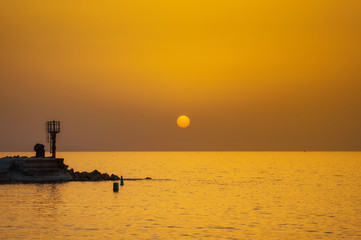 Evening Jaffa old port at sunset of the day. Tel Aviv Yafo Israel