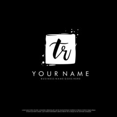 T R TR initial square logo template vector