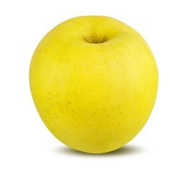 Fresh yellow apple isolated on white background with clipping path
