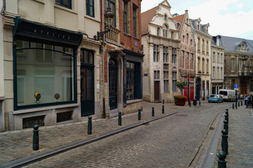 street in old town of brussels belgium