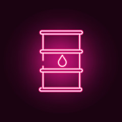 Barrel oil neon icon. Elements of ecology set. Simple icon for websites, web design, mobile app, info graphics