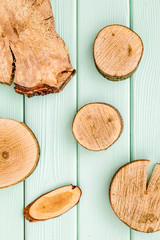 wooden stumps for blog background top view pattern