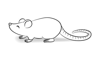 Vector illustration with cute Rat. Coloring page for children.