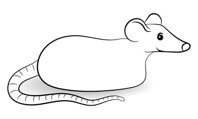 Vector illustration with cute Rat. Coloring page for children.