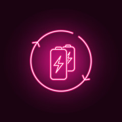Renewable battery neon icon. Elements of ecology set. Simple icon for websites, web design, mobile app, info graphics