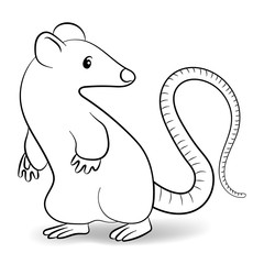 Vector illustration with cute Rat. Coloring page for children.