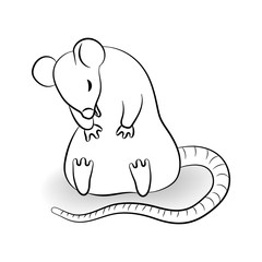 Vector illustration with cute Rat. Coloring page for children.