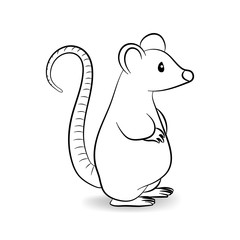 Vector illustration with cute Rat. Coloring page for children.
