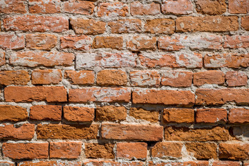 Old red brick wall texture background